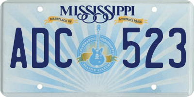 MS license plate ADC523