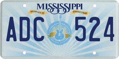 MS license plate ADC524