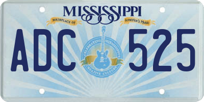 MS license plate ADC525