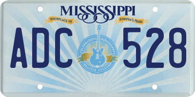 MS license plate ADC528