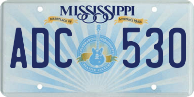 MS license plate ADC530
