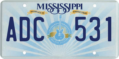 MS license plate ADC531