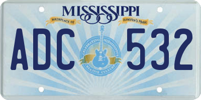 MS license plate ADC532