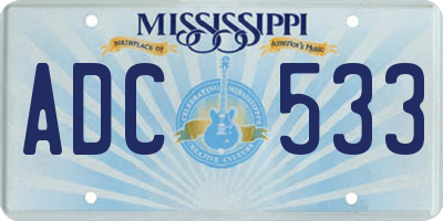 MS license plate ADC533