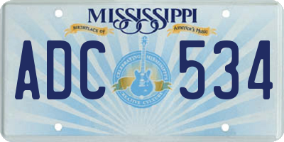 MS license plate ADC534