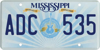 MS license plate ADC535