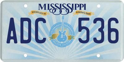 MS license plate ADC536