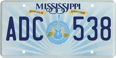 MS license plate ADC538
