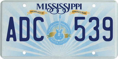 MS license plate ADC539