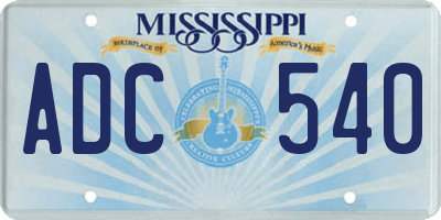 MS license plate ADC540
