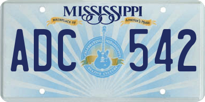 MS license plate ADC542