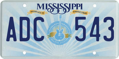 MS license plate ADC543