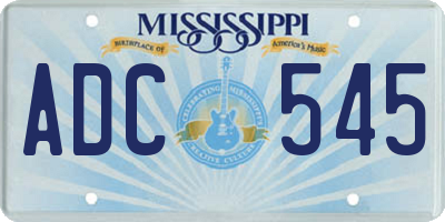 MS license plate ADC545
