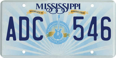 MS license plate ADC546