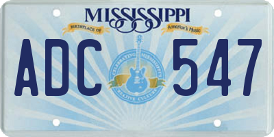 MS license plate ADC547
