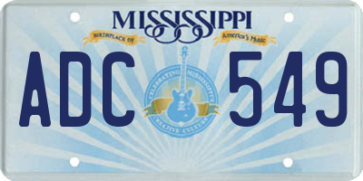 MS license plate ADC549