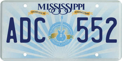 MS license plate ADC552