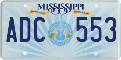 MS license plate ADC553