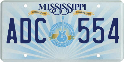 MS license plate ADC554