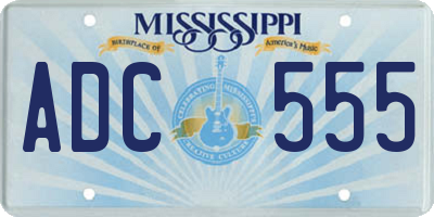 MS license plate ADC555
