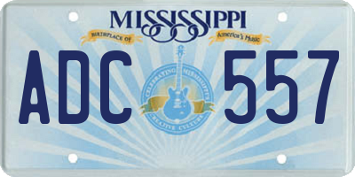 MS license plate ADC557