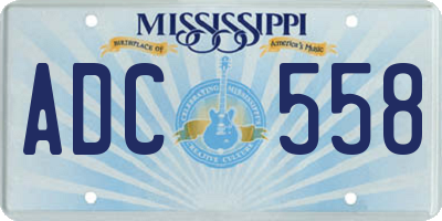 MS license plate ADC558