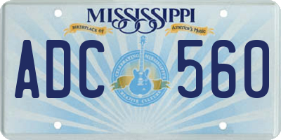 MS license plate ADC560