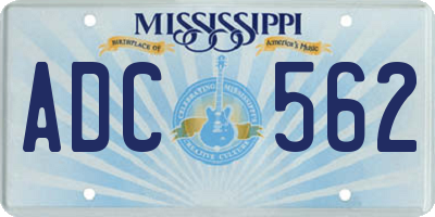 MS license plate ADC562