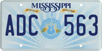 MS license plate ADC563