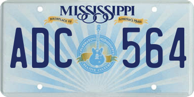 MS license plate ADC564
