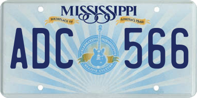 MS license plate ADC566