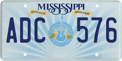 MS license plate ADC576