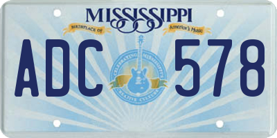 MS license plate ADC578