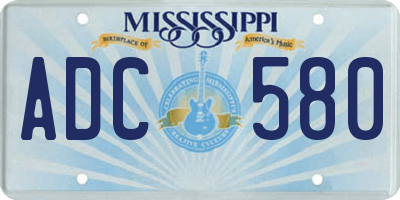 MS license plate ADC580