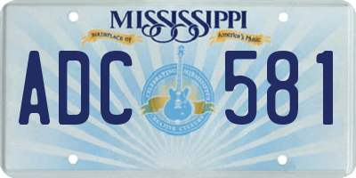 MS license plate ADC581