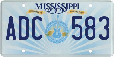 MS license plate ADC583