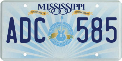 MS license plate ADC585