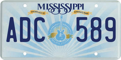 MS license plate ADC589