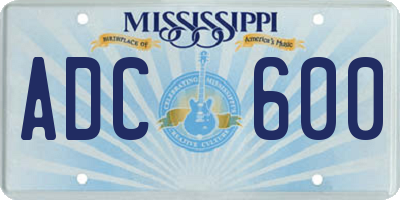 MS license plate ADC600
