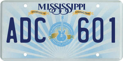 MS license plate ADC601