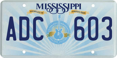 MS license plate ADC603