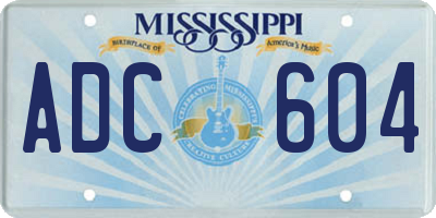 MS license plate ADC604