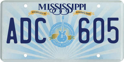 MS license plate ADC605