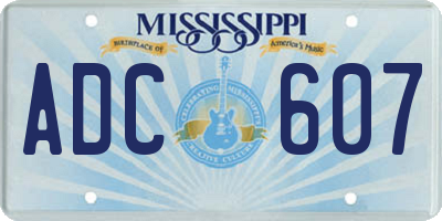 MS license plate ADC607