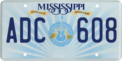 MS license plate ADC608