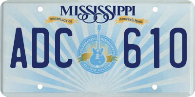 MS license plate ADC610