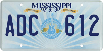 MS license plate ADC612