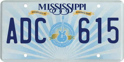 MS license plate ADC615