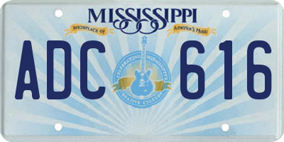 MS license plate ADC616