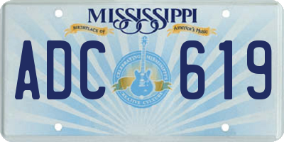 MS license plate ADC619